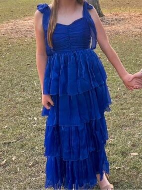 Lulu's Royal Blue Tiered Ruffle Maxi Dress for Girls